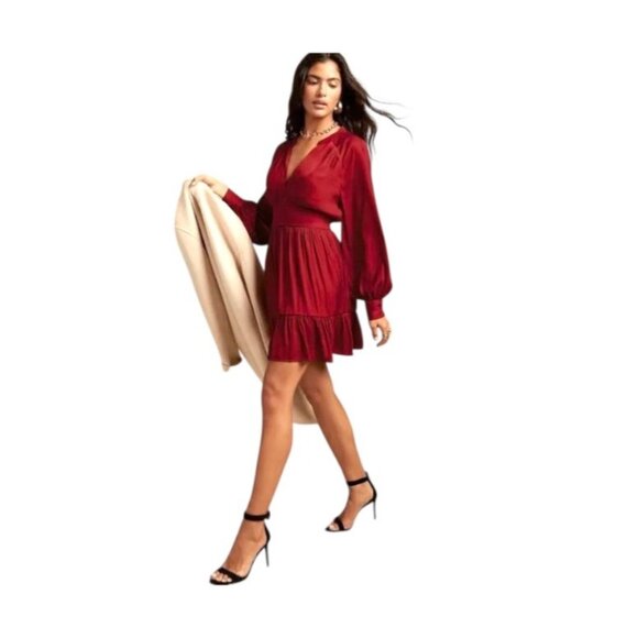 Banana Republic Balza Mini Dress Red Size XXL Holiday Fall Party Minimalist Glam - Picture 1 of 15